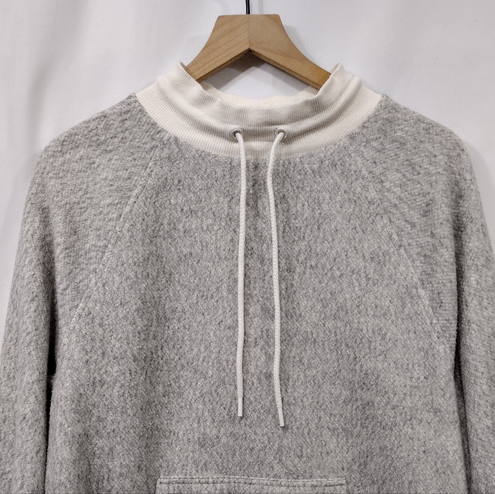 Lou & Grey Monk Neck Fuzzy Pullover Jacket Women's XXS Gray Cozy Winter Warm - Picture 2 of 7